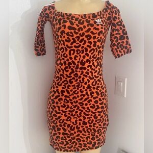 Adidas Women's Bold Orange Animal Print Dress